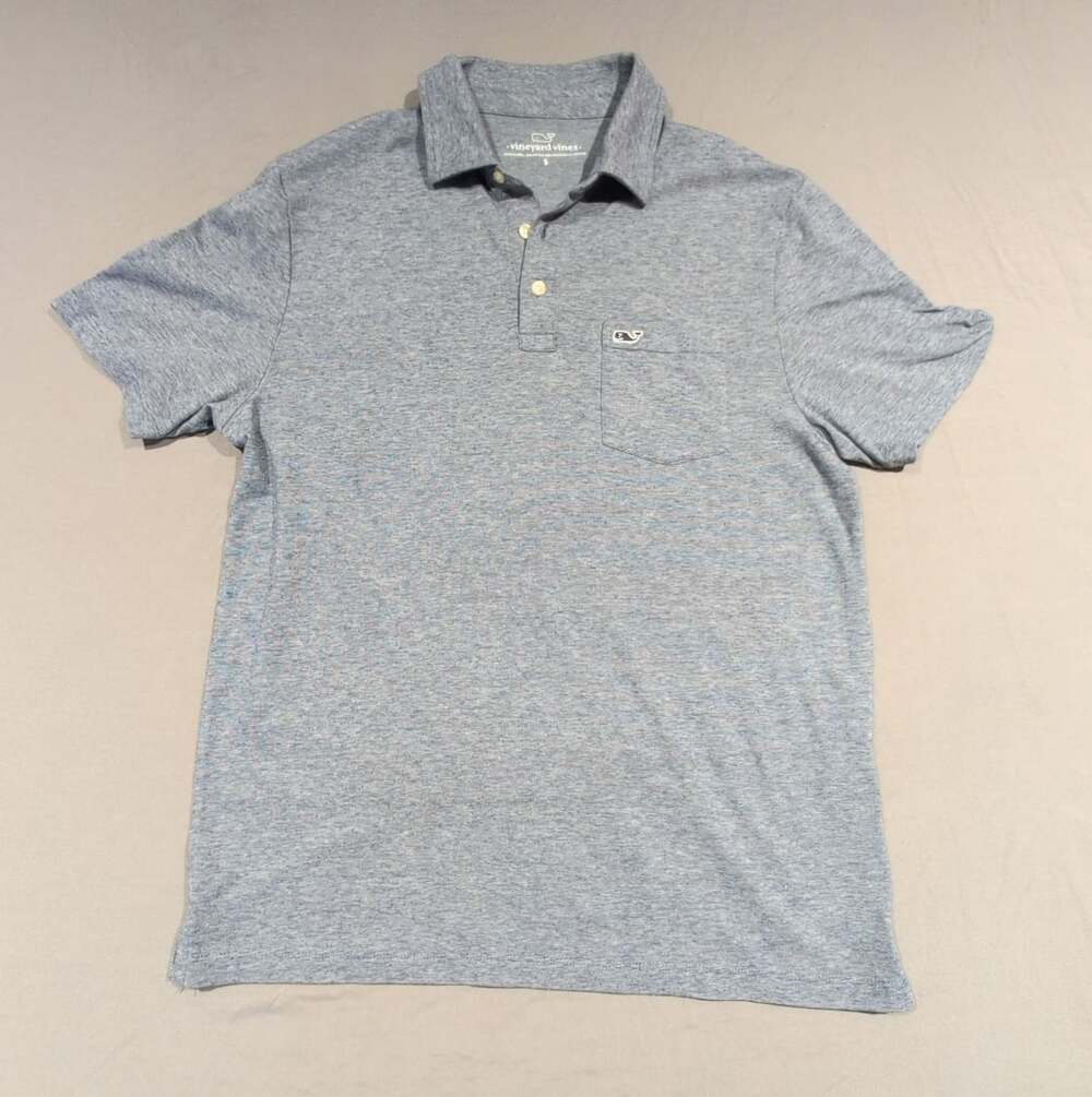 Vineyard Vines Gray Heathered Edgartown Pocket Polo Shirt Mens Small